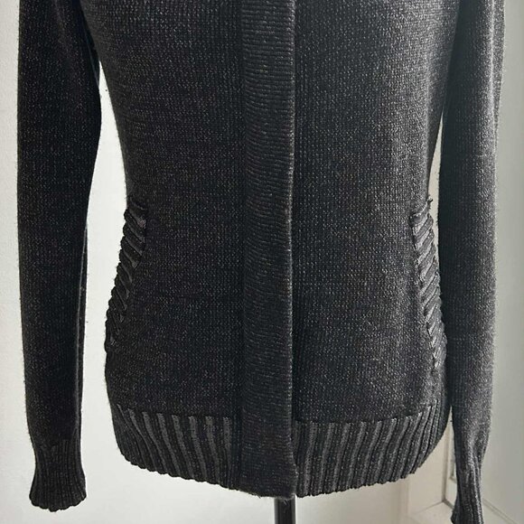 Oakley Women’s Charcoal Cotton-Wool Hooded Zip Knit Cardigan w/ Snap-Tab – US S - Picture 6 of 11
